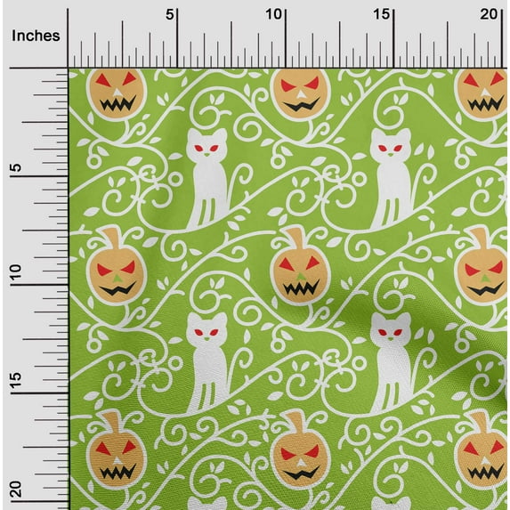 oneOone Cotton Cambric Light Green Fabric Halloween Dress Material Fabric Print Fabric By The Yard 42 Inch Wide