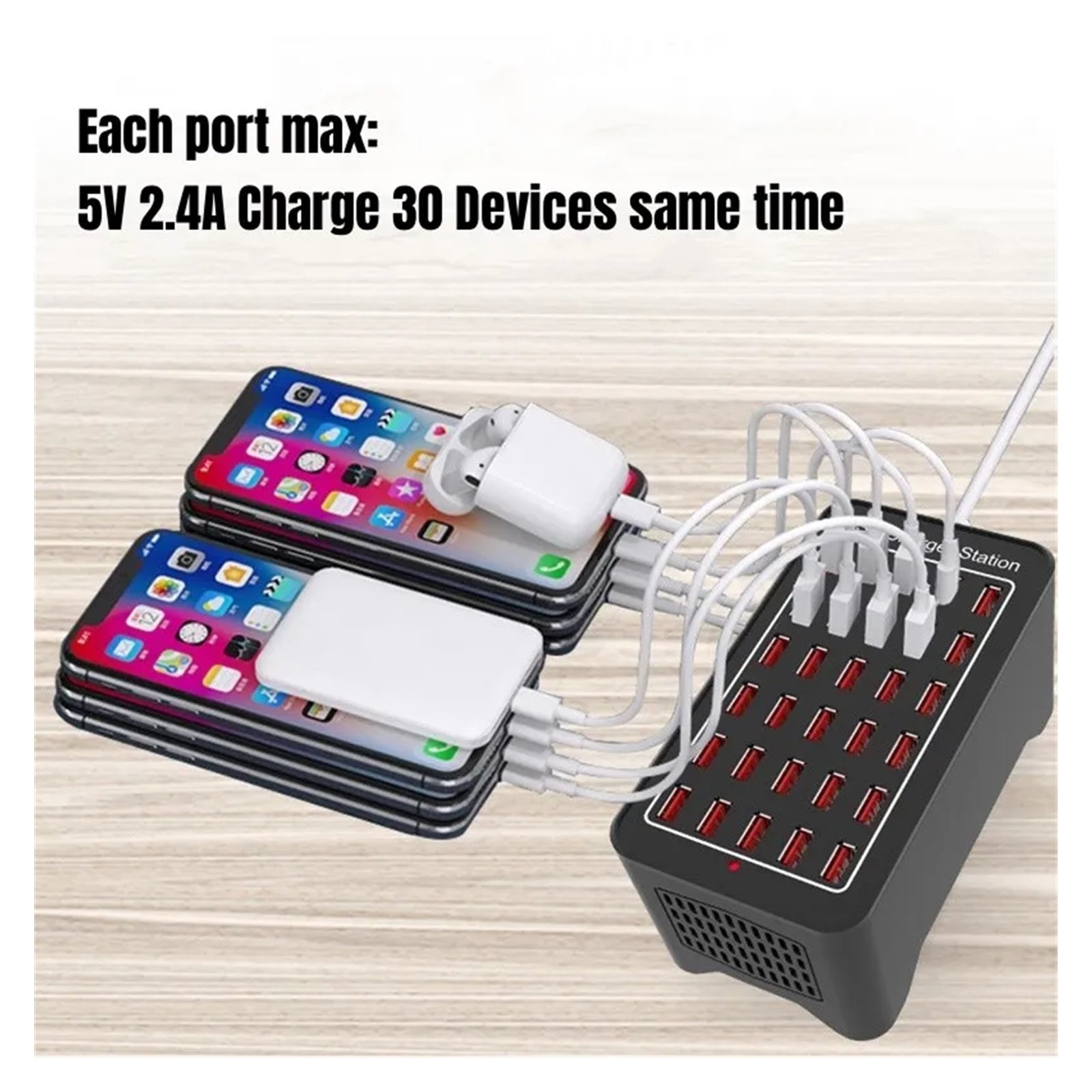 150W 30 Port USB Charging Station Universal USB Charger Multi Port for Phone and Tablet