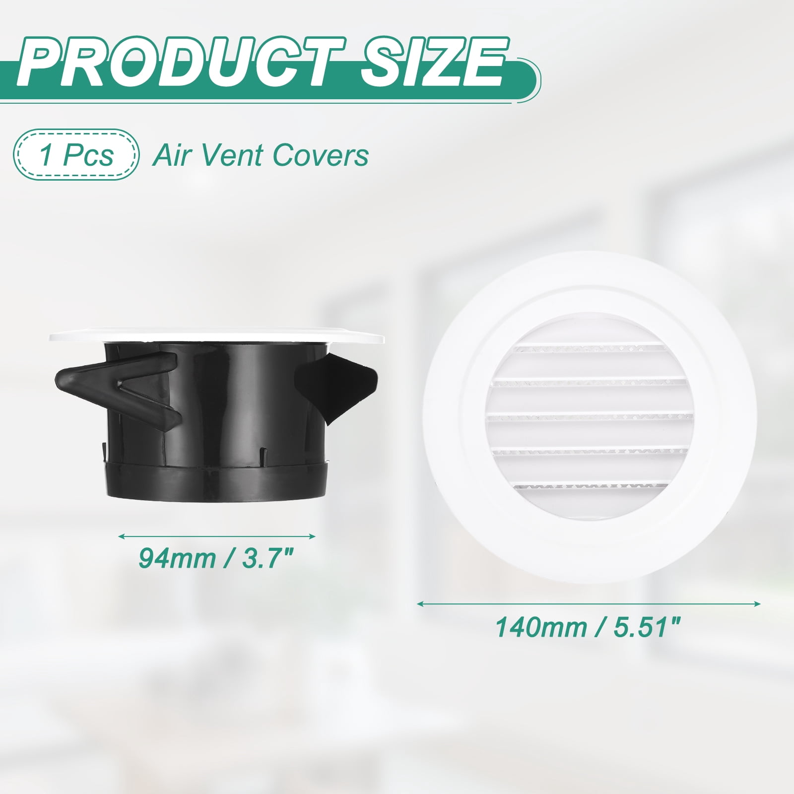 Uxcell Soffit Vent 4" ABS Louvered Exhaust Vent Grille Cover Ceiling Diffuser with Built-in Screen Mesh for Home Bathroom Office Kitchen Ventilation System