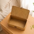 thumbnail image 3 of VQPeo Woven Seagrass Storage Basket with Lid – Stylish Natural Organizer for Home, Bathroom, and Bedroom Storage Solution(Khaki), 3 of 5