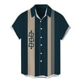 thumbnail image 1 of Camisas Para Hombre Camisa de vacaciones al libre de manga corta para playa con estampado completo de solapa informal con un solo pecho de primavera para hombre (Blue, XL), 1 of 4