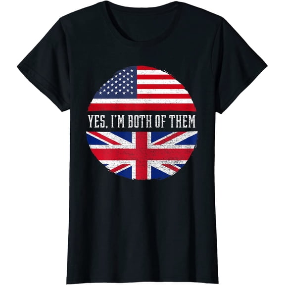Half American Half British USA Flag United Kingdom Fun T-Shirt