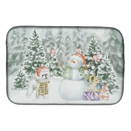 

Caroline s Treasures CK8098DDM Bichon Frise Standing Snowman and Christmas Presents Dish Drying Mat 14 x 21