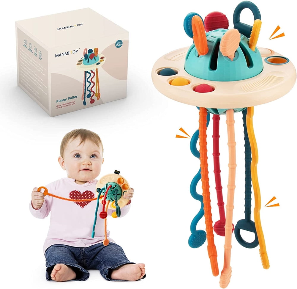 Juguetes Montessori para niños de 1 año, juguetes sensoriales para bebés,  juguete de actividad de cuerda de silicona de grado alimenticio, juguetes  de