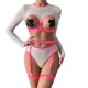 thumbnail image 1 of Gibobby Conjunto de lencería de encaje Lencería de dos piezas para mujer, sexy con encaje floral, escote en V profundo, brasier inalámbrico y tanga exótico(Blanco, M), 1 of 5