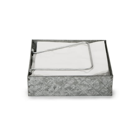 Cheap Plastic Napkin Holders Mind Reader Galvanized Napkin Holder, Flat Napkin Storage Organizer with Pivoted Arm, Counter Top Napkin Holder, Kitchen, Brunch, Picnics, Silver ()