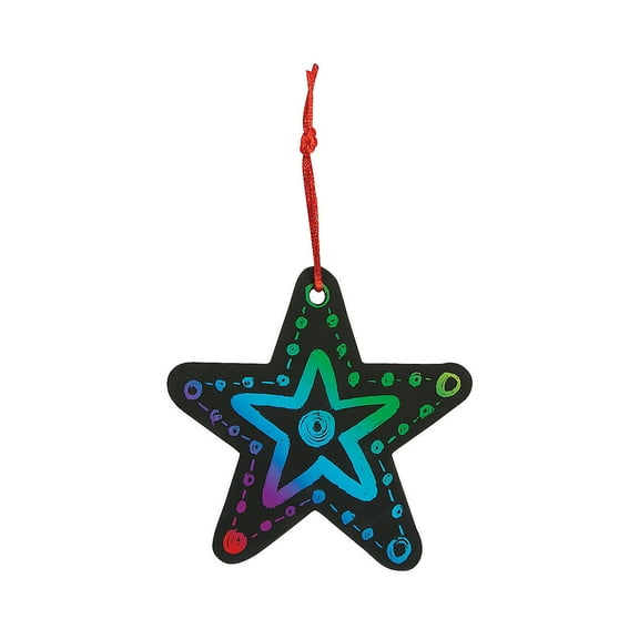 Magic Color Scratch Star Ornaments - Craft Supplies - 24 Pieces