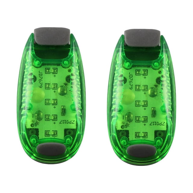EeaseMX 2 luces de seguridad LED de 5 LED, multifuncionales, con clip, estroboscópicas, para correr de noche, andar en bicicleta y caminar (verde)