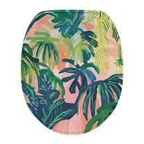 ZIATUBLE Tropical Palm Leaves Toilet Lid Dust Cover Restrooms Toilet Cover Mat Elongated Toilet Cover Protector Universal Washable Toilet Seat Cover for Bathroom Decoraction