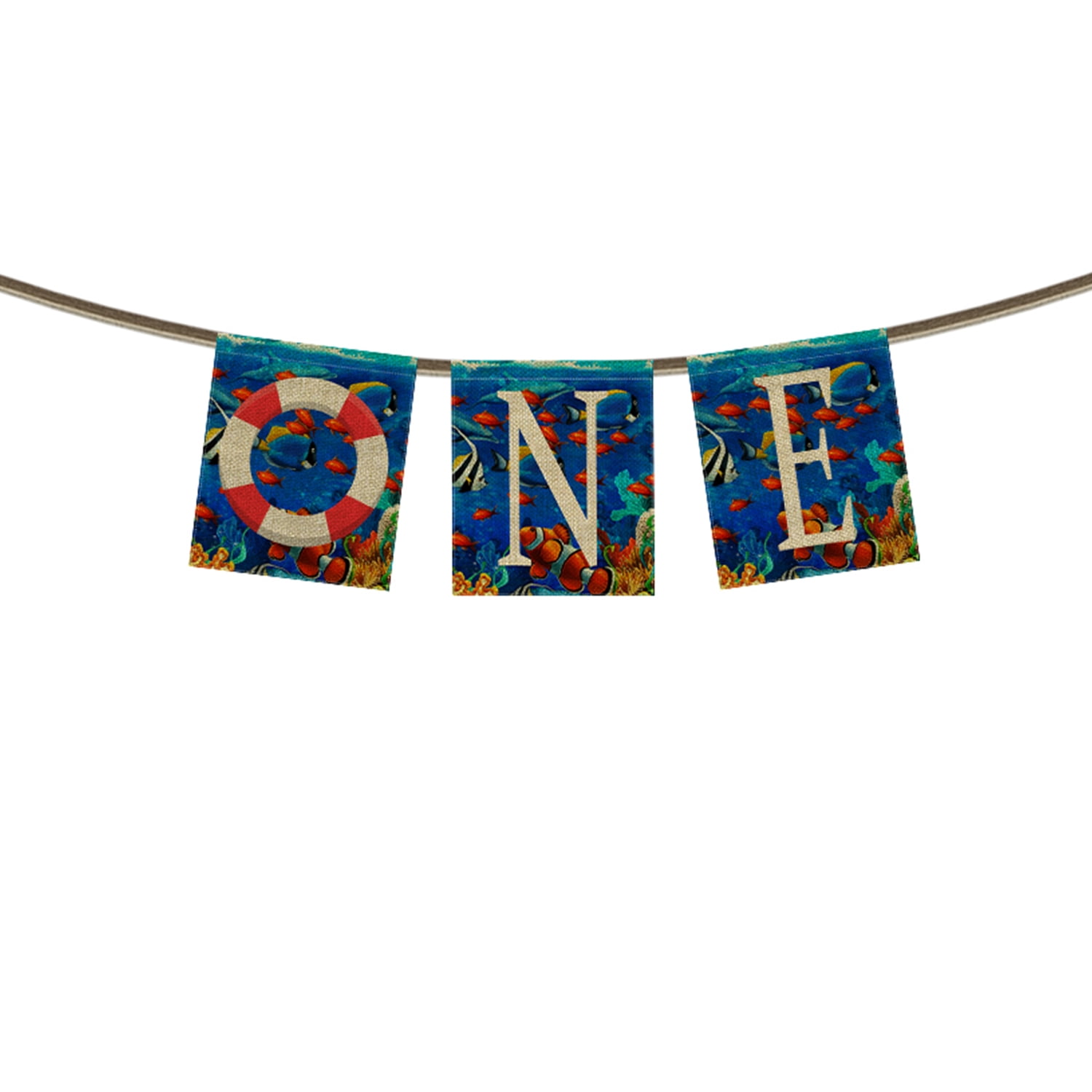 Gckg One Banner Bunting 1st First Birthday Banner Blue Ocean