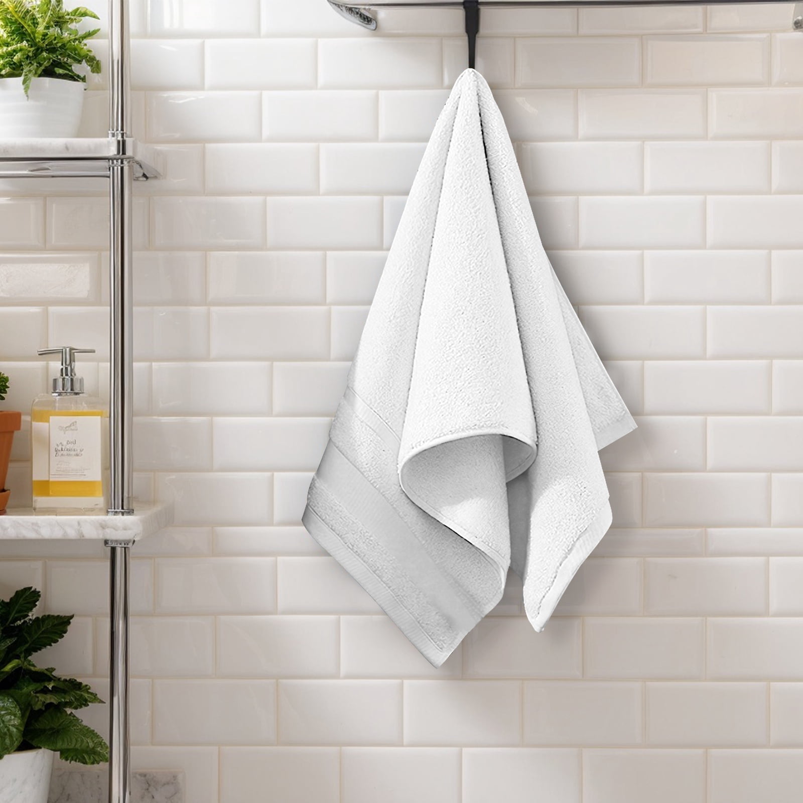 TOPCHANCES 6-Piece Towel Set, Ultra Absorbent Cotton Bath Towels Set (White)
