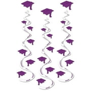 Printed Grad Cap Whirls 30" Purple - 6 Pack (3 Per Package)
