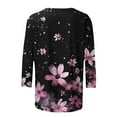 thumbnail image 4 of CYMMPU Blouses for Women Dressy Casual Round Neck Tunic Tops 3/4 Sleeve Spring Tops Loose Fit Flower Pattern Fall Trendy Shirts Lightweight Basic Tees Pink M, 4 of 5