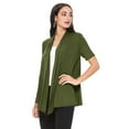 thumbnail image 2 of Women's Loose Fit Short Sleeve Draped Open Front Office Wear Solid Cardigan, 2 of 5