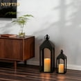 thumbnail image 3 of Nuptio Decorative Black Metal Pillar Candle Holder Lantern，Indoor Outdoor Lanterns for Porch & Patio ,12" & 17" Set of 2 ,No Glass S+M, 3 of 9