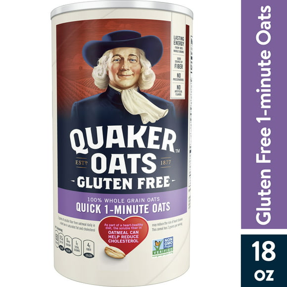 Quaker Gluten Free 1-Minute Oats, 18 oz Canister