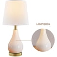 thumbnail image 5 of Yullili 18" White Ceramic Table Lamp Set of 2 with USB Port, Modern Nightstand Lamp with White Fabric Shade for Bedroom, Living Room, Office, 5 of 6