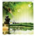 thumbnail image 2 of Spa Shower Curtain, Meditation and Zen Picture of Bamboo Stalks Candle and Basalt Stones Theraphy Relaxing, Fabric Bathroom Set with Hooks, 69W X 70L Inches, Multicolor, by Ambesonne, 2 of 2