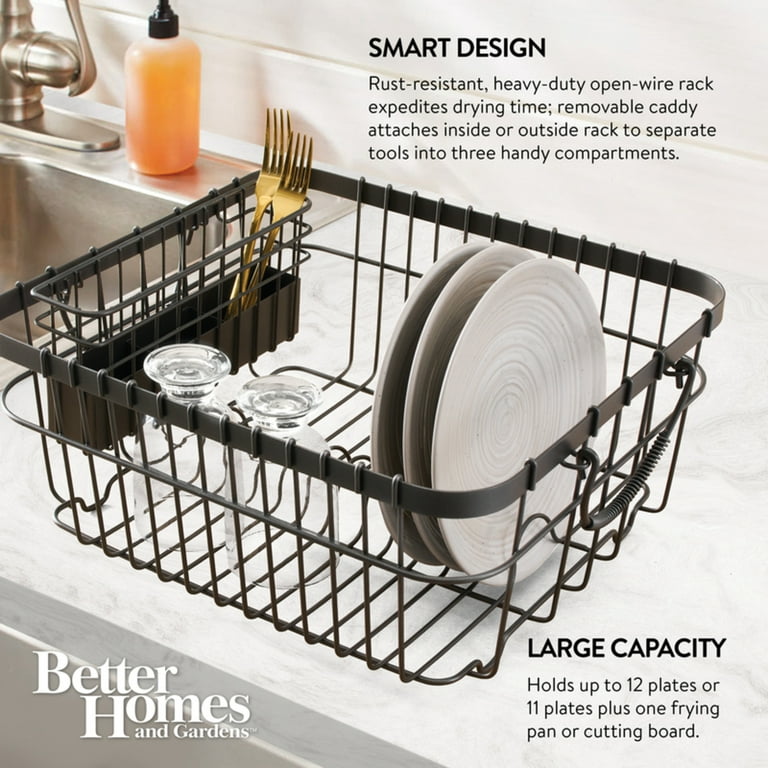 Collapsible Dish Drying Rack For Kitchen Counter, Portable Dish Drainer,  Drying Dish Rack,14.5 x 12.4 x 2-5 inches, Gray