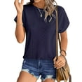 thumbnail image 3 of UVN T Shirts for Women Summer Short Sleeve Eyelet Tops Dressy Casual Crewneck Blouses, 3 of 9