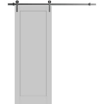Sturdy Barn Door 42 x 96 inches | Quadro 4111 Matte Grey | Stainless Steel 8FT Rail Hangers Heavy Set | Solid Panel Interior Doors