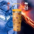 thumbnail image 5 of 30oz Fall Tumbler with Handle and straw, Thanksgiving Turkey Pumpkin Turkey Maple Leaves Stainless Steel Insulated Cup, Autumn Coffee Mug Water Bottle, 5 of 6