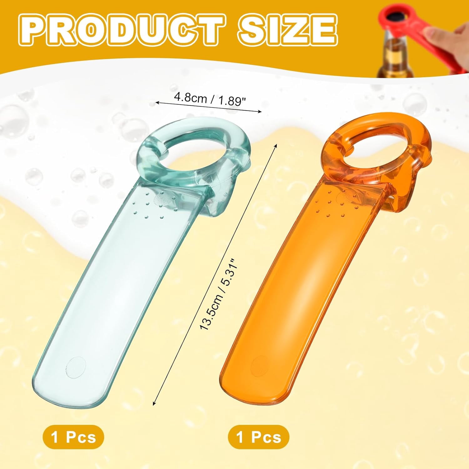 FRKSMD-2 Pcs Jar Key Lid Opener, Plastic Jar Lid Opener Easy Grip Multifunctional Durable Can Open Tool for Elderly Seniors Women Weak Hands Easy-use, Transparent Blue/Transparent Orange