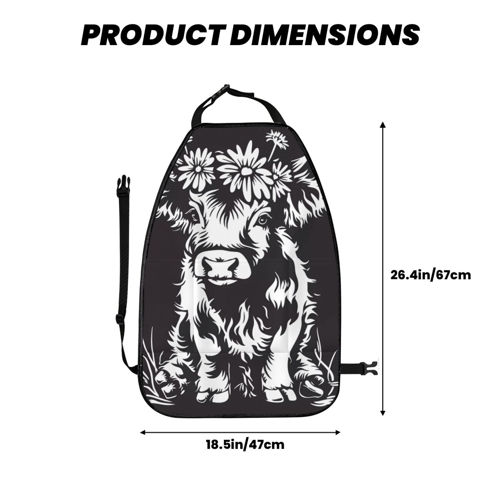 Xecao Floral Cow Silhouette Pattern Car Seat Back Protector 2 Pack Large Capacity Pocket, Kick Mats Back Seat Protector
