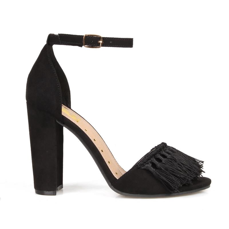 Fahrenheit Chunky Heel Women's Tassel High Heel Sandals