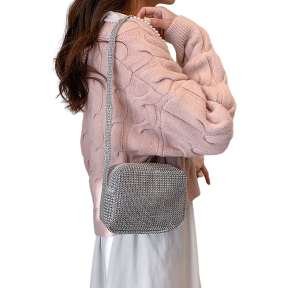 Women Sparkly Shoulder Bag Rhinestone Evening Clutch Bag Female Crossbody Handbag Wedding Clutch Purse for Party Prom