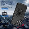 thumbnail image 2 of [PST] iPhone 16 Ring Case, Dual Layers Heavy Duty Magnetic Hard Kickstand Case with Ring Stand, 2 of 5