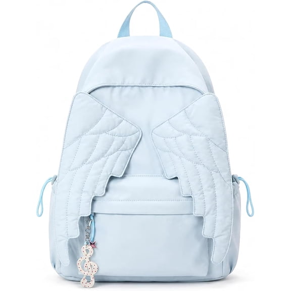 Lethargic Angel Wing Backpack for Women, 12.60 x 5.12 x 15.75 in Nylon Daypack with Multi-Pocket Storage and Adjustable Straps