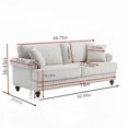 thumbnail image 2 of Modern 82" Chenille 2-Seater Sofa with Nails and Armrests (White for Living Room), 2 of 7