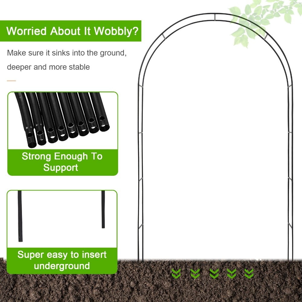 Arttoreal 7'8" H x 4'5" W Patio Metal Garden Arch Trellis,Arbor Trellis for Climbing Plants Support，Black
