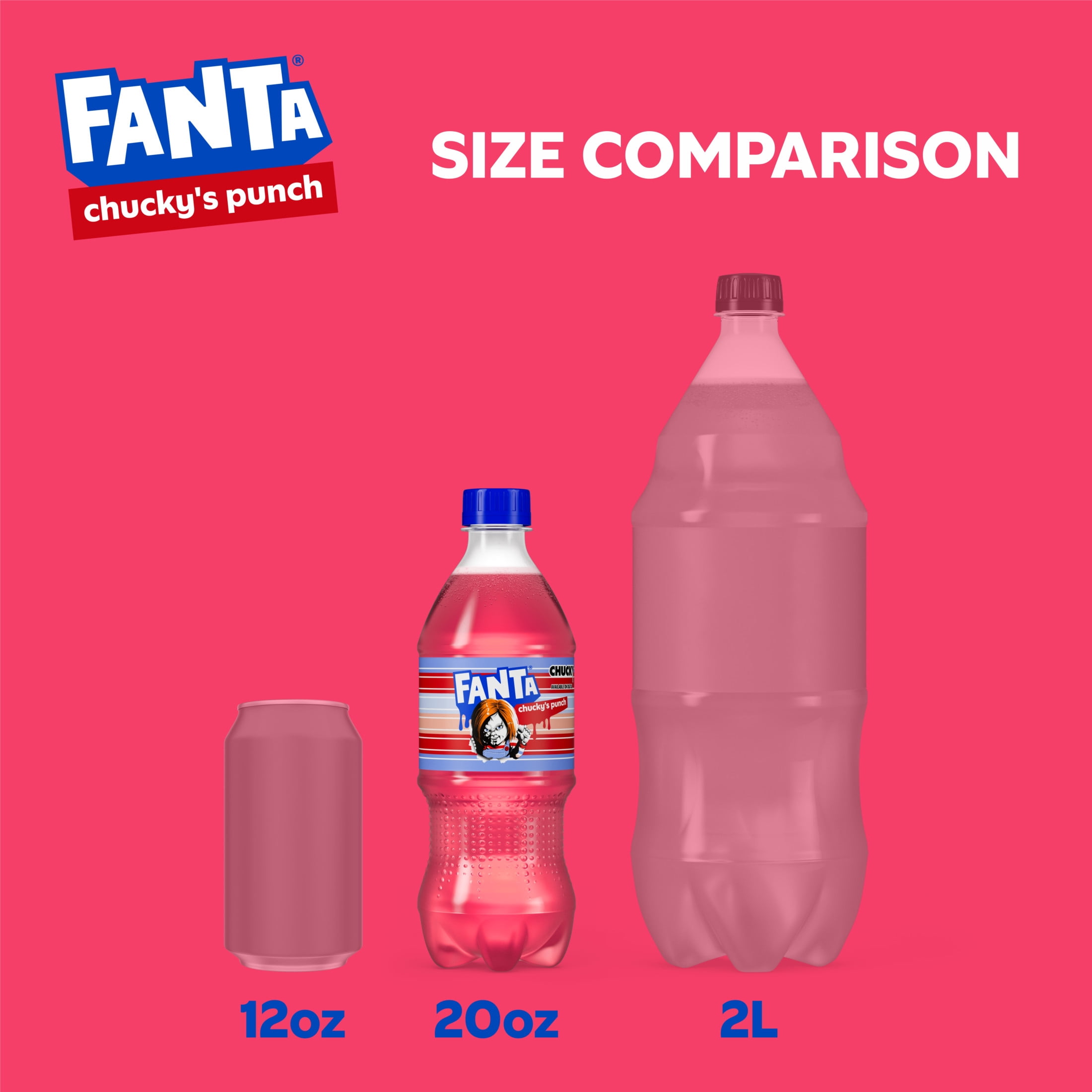 Fanta Fruit Punch Caffeine Free Soda Soft Drink, Chucky's Punch Halloween Edition, 20 fl oz, bottle