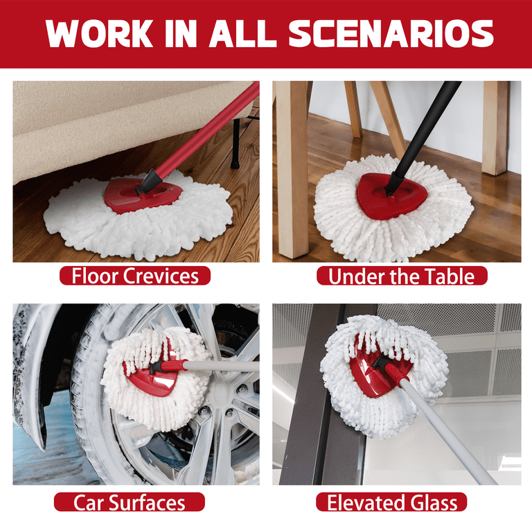 2-Pack Spin Mop Replacement Heads - Microfiber Refills For Easy Cleaning, Fits Most Spin Mops