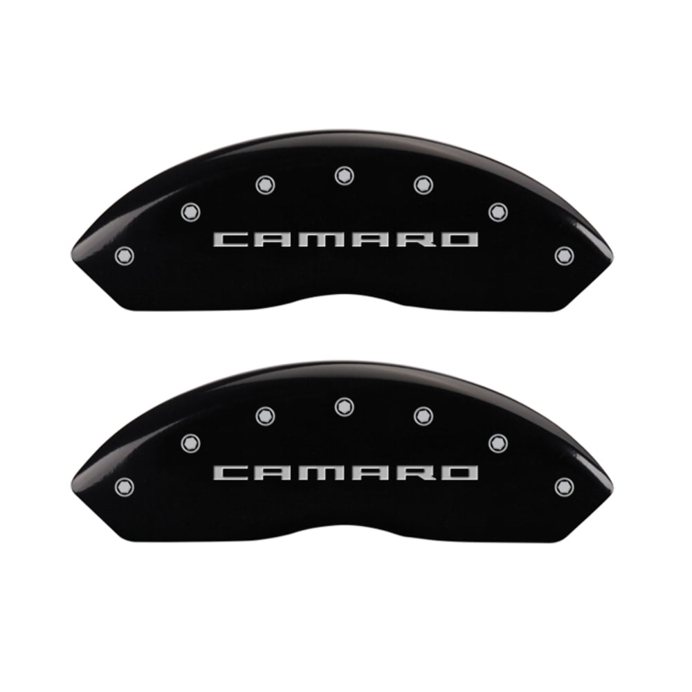 MGP 4 Caliper Covers Engraved Front & Rear Gen 5/Camaro Black finish silver ch Fits select: 2017 CHEVROLET CAMARO LS/LT, 2018 CHEVROLET CAMARO LT