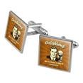 thumbnail image 1 of Drinking It's Always 11am Somewhere Funny Humor Square Cufflink Set - Silver or Gold, 1 of 6