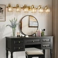 thumbnail image 6 of Bathroom Vanity Light Fixtures Modern Crystal Vanity Light Fixtures Over Mirror, 6 Light Modern Crystal Wall Lighting with Square Shade, 6 of 7