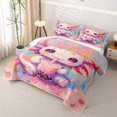 thumbnail image 3 of Erosebridal Kawaii Boba Axolotl Quilt Full,Bubble Drink Full Bedspread Sets For Girls,3 Pieces, 3 of 7