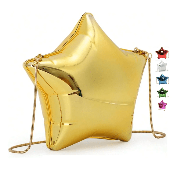 Bolsos De Cadena Metalizado Con Estrella De Cinco Puntas Xtellar Dorado