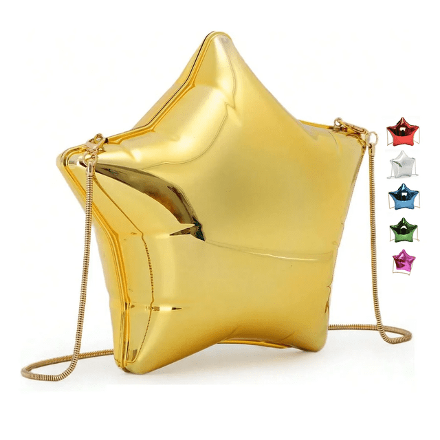 Bolsos De Cadena Metalizado Con Estrella De Cinco Puntas Xtellar Dorado