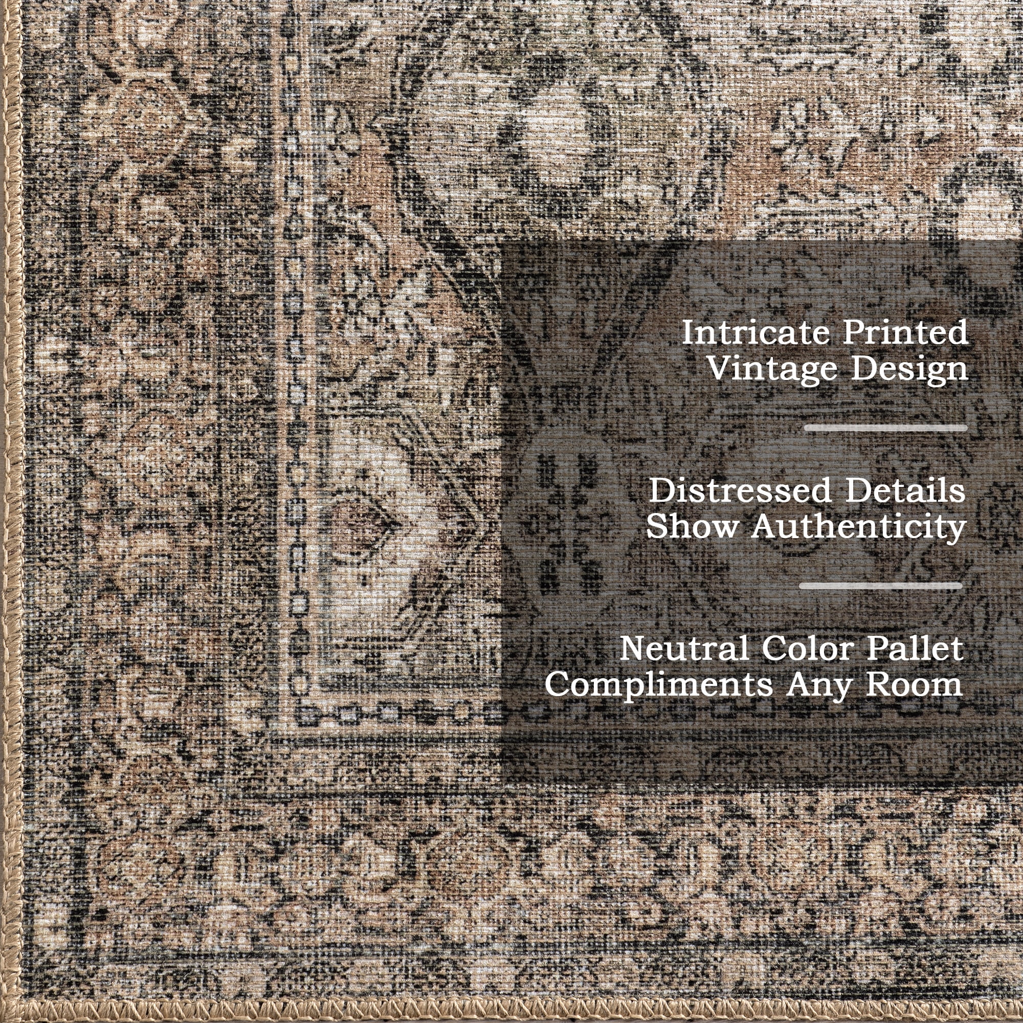 Nuloom Hillstone Collection Traditional Vintage Medallion Area Rug, 5' x 8', Aether Brown