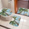 thumbnail image 5 of Palm Leaves Starfish Bathroom Rugs Set Tropical Coconut Tree Non Slip Absorbent Soft Bath Mats 3 Piece Set with Bathroom Rug, U-Shaped Floor Mat, Toilet Seat Cover Large Size, 5 of 9