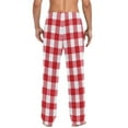 thumbnail image 4 of Cotton Mens PJ Pajama Pants Bottoms Waistband Sleepwear with Pockets Red and White Checkered, 4 of 7