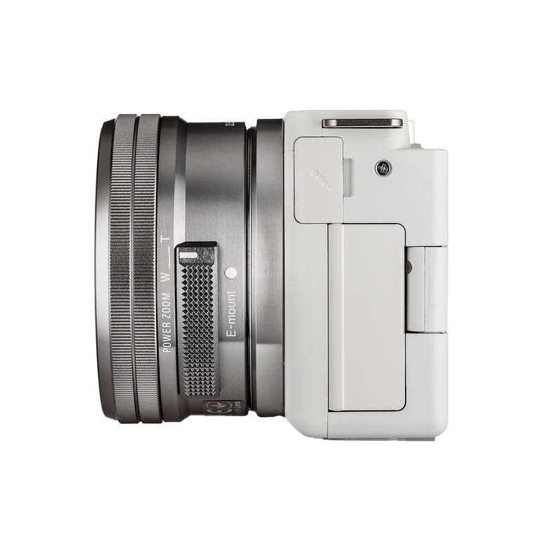Sony ZV-E10 Mirrorless Camera Bundle (Renewed) - White, 16-50mm Lens, 64GB Card, 2 Batteries, Charger, Tripod, Bag, Software & Accessories