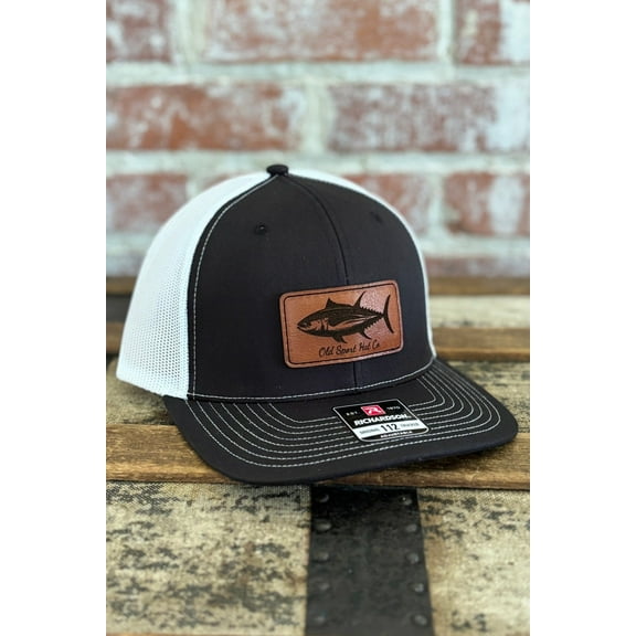 Tuna stitched leather patch Hat, Richardson 112, trucker hat
