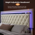 thumbnail image 3 of Merluxy Full Bed Frame with LED Lights&Storage Drawers,Velvet Upholstered,Cream, 3 of 9