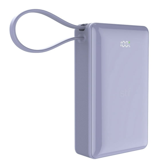 Batería Power Bank Portátil STF 20 000 mAh 20W PD Cable tipo C color Lila