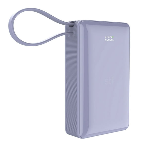Batería Power Bank Portátil STF 20 000 mAh 20W PD Cable tipo C color Lila